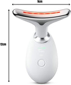Massageador Facial LED 3 Modos, Aparelho Anti-Rugas para Rosto e Pescoço, Tratamento Estético Vibratório com Luz LED Para Elevação da Pele Lifting Bivolt Recarregável (Preto).