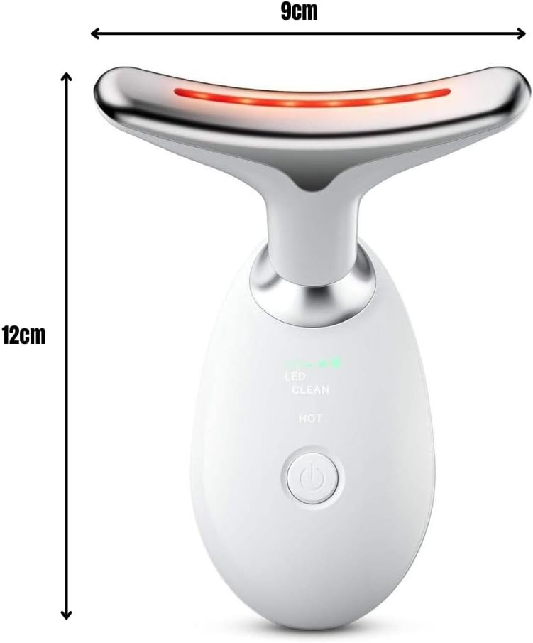 Massageador Facial LED 3 Modos, Aparelho Anti-Rugas para Rosto e Pescoço, Tratamento Estético Vibratório com Luz LED Para Elevação da Pele Lifting Bivolt Recarregável (Preto).