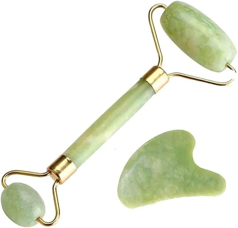 Rolos Rolinho Massageador Pedra Jade Rosto Facial Anti Rugas Cor:Verde