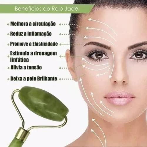 Rolos Rolinho Massageador Pedra Jade Rosto Facial Anti Rugas Cor:Verde