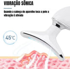 Massageador Facial LED 3 Modos, Aparelho Anti-Rugas para Rosto e Pescoço, Tratamento Estético Vibratório com Luz LED Para Elevação da Pele Lifting Bivolt Recarregável (Preto).