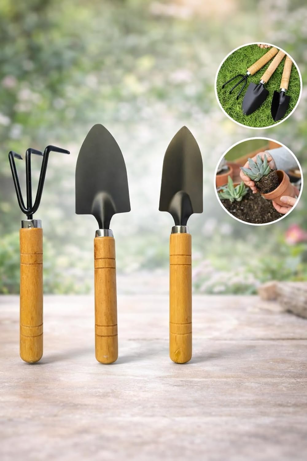 Kit Ferramentas De Jardinagem Mini Pá Rastelo Garfo Manual 21Cm Profissional Para Plantas Jardim Vasos