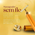 Massageador Facial Gold Efeito Lifting - Redução de Rugas e Linhas de Expressão - Diminui Papada, Olheiras e Inchaço - Estimula Colágeno e Absorção de Cremes
