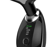 Massageador Facial LED 3 Modos, Aparelho Anti-Rugas para Rosto e Pescoço, Tratamento Estético Vibratório com Luz LED Para Elevação da Pele Lifting Bivolt Recarregável (Preto).