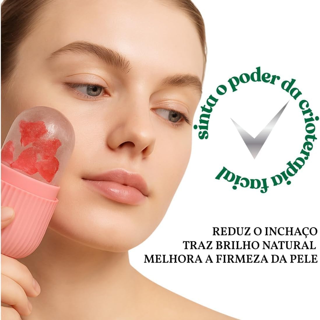 Rolo Facial de Gelo em Silicone Massageador Facial para Rosto Reduz Inchaço Melhora Circulação e Fecha Poros (Cor sortido)