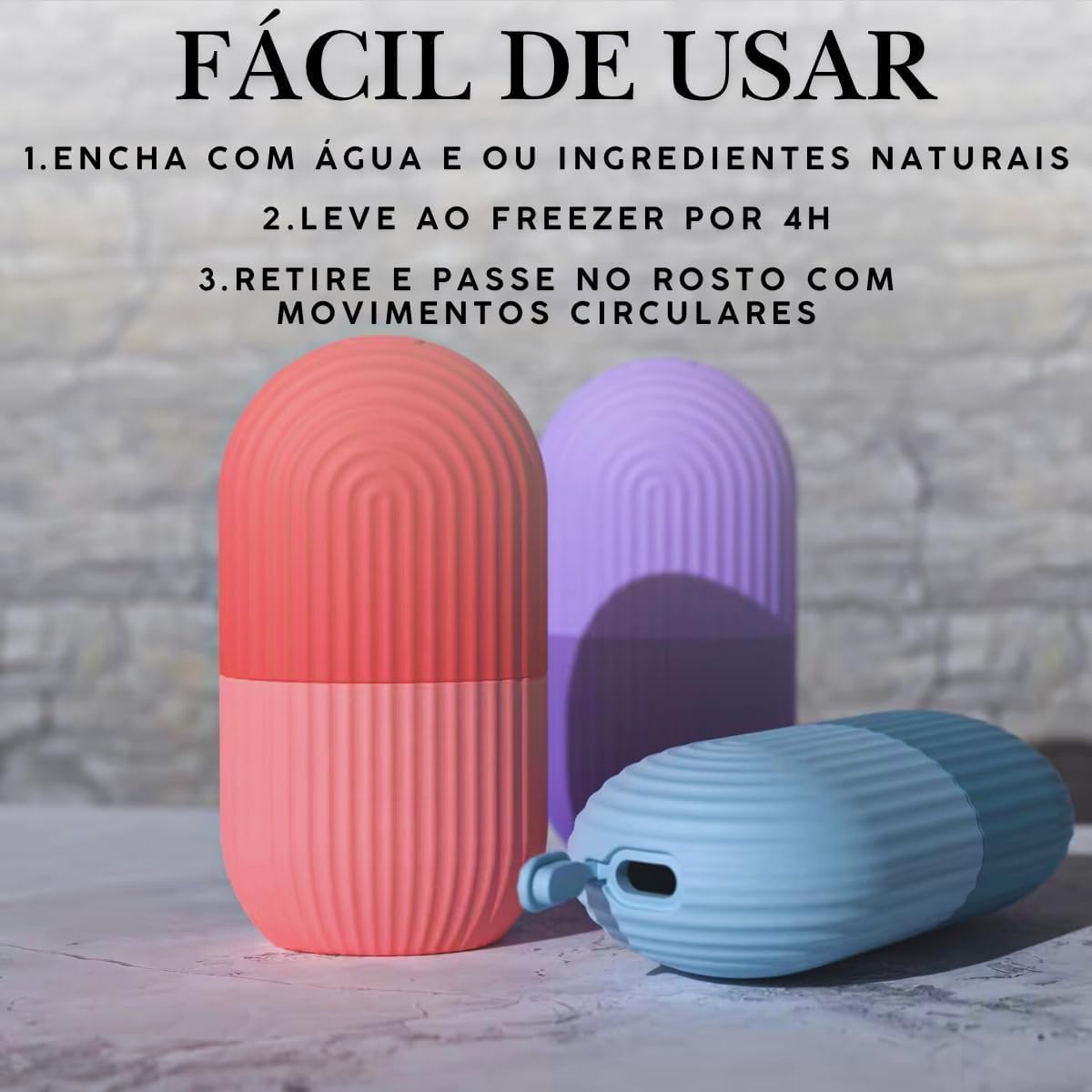 Rolo Facial de Gelo em Silicone Massageador Facial para Rosto Reduz Inchaço Melhora Circulação e Fecha Poros (Cor sortido)