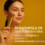 Massageador Facial Gold Efeito Lifting - Redução de Rugas e Linhas de Expressão - Diminui Papada, Olheiras e Inchaço - Estimula Colágeno e Absorção de Cremes
