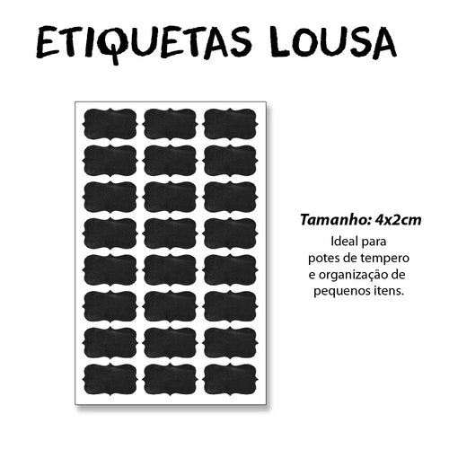 72 Etiquetas Lousa 4x2cm para Temperos + Caneta