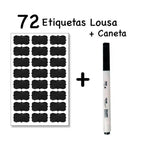 72 Etiquetas Lousa 4x2cm para Temperos + Caneta