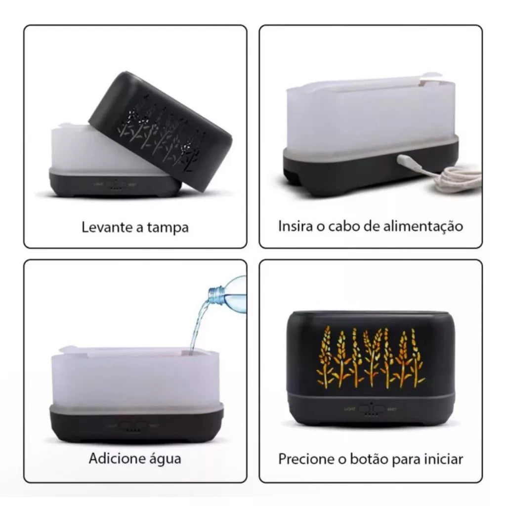 Difusor Umidificador Efeito Chama 3D