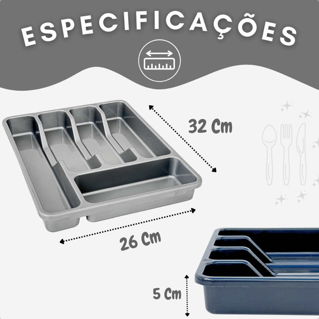 Porta Talheres Organizador de Gaveta de Cozinha