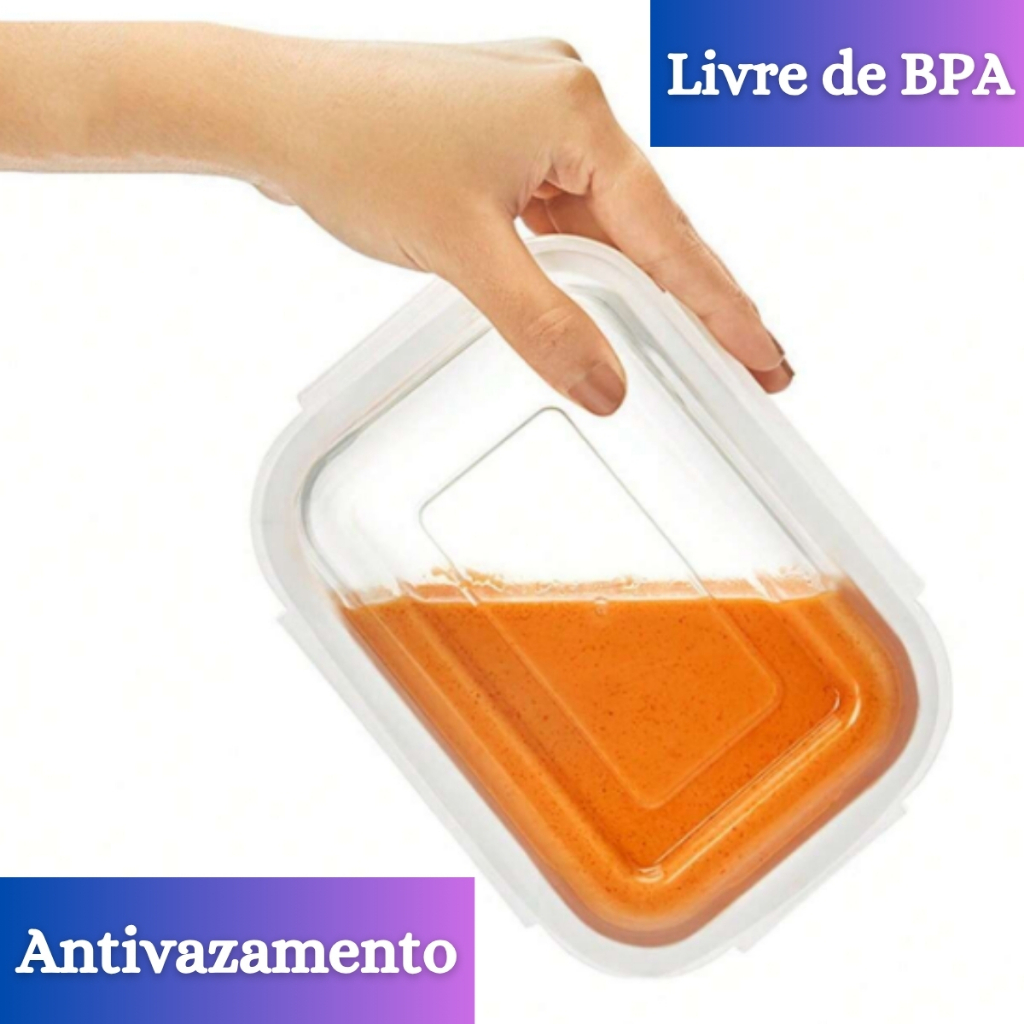 Kit 6 Potes de Vidro Herméticos 640ML