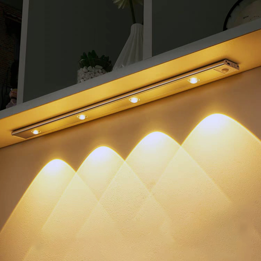 Luminária LED com Sensor de Movimento Recarregável USB 3 Cores
