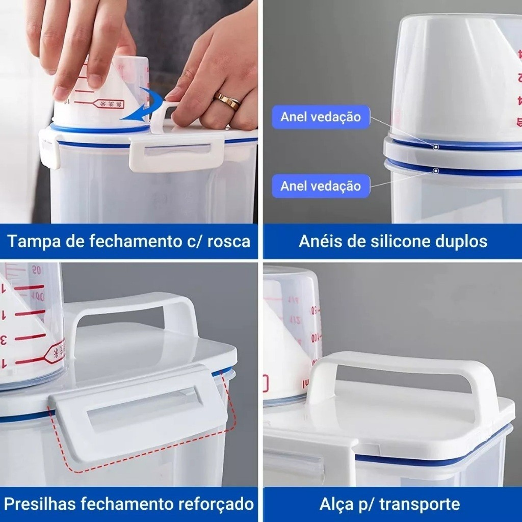 Kit 2 Peças Pode Hermético Multiuso com Bico Dosador